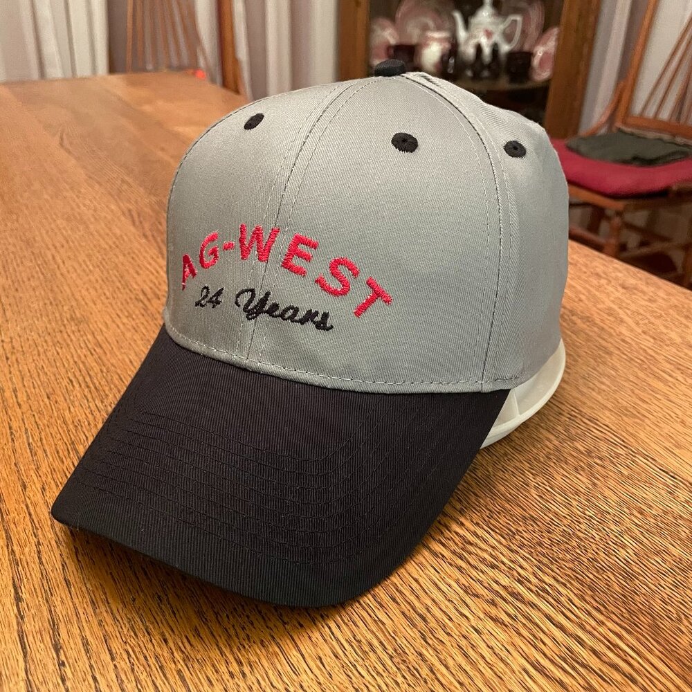Men's Ag-West 24 Years Black/Gray Hook and Loop Baseball Hat Cap - Picture 1 of 10